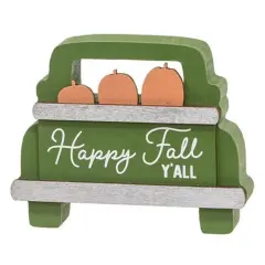 Festive Fall Wooden Sign and Truck Decoration Set of 2 with Pumpkin and Leaf Graphics for Autumn Decor