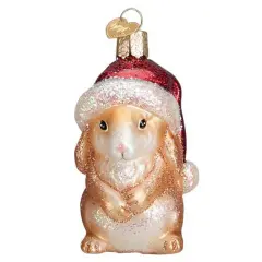 Old World Christmas 3.25 In Standing Christmas Bunny Christmas Tree Ornament , Ornament Rabbit Beige