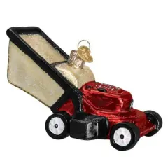 Old World Christmas 2.75 In Lawn Mower Christmas Tree Ornament , Lawn Care Cut Grass Red