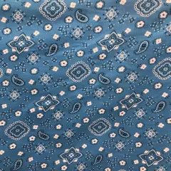 1 Yard Turquoise Paisley Print Poly Cotton Fabric 59/60 Inch Wide