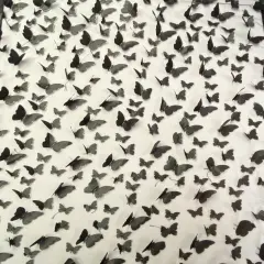 1 Yard Black 3D Butterfly Mesh Fabric with Satin Appliqu&eacute; on Stretch Sheer Base 54 Inch Wide