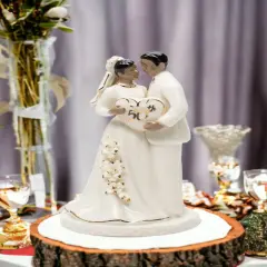Ceramic African American 50th Anniversary Couple Cake Topper, Anniversary D&eacute;cor or Gift