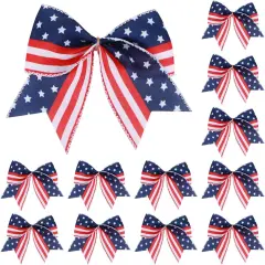 12 Pcs 6 Inch American Flag Bow Patriotic