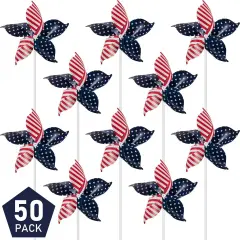 50 Pieces Patriotic Pinwheels, Red White and Blue Windmills Patriotic Windmills Necessary Windmill Decorations