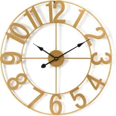 Sorbus Large Wall Clock - 24-inch Decorative Numeral Wall Clock - Battery Operated Analog - Living Room and Kitchen D&eacute;cor Gold