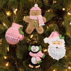 Bucilla Felt Ornaments Applique Kit Set Of 4-Santa Sweets