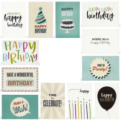 120 Pack 4x6-inch Happy Birthday Cards with Envelopes - Bulk Gift Set for Kids, Students and Teachers (12 Assorted Designs) Multicolor
