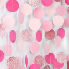 Hot-Pink Rose-Gold Party Decorations Garland - 52ft Wedding Bridal Shower Hanging Decoration Streamers Banner,Baby Girl Birthday Bachelorette Engagement Mohters Brunch Decor Panduola