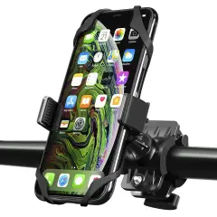 360&deg; Universal Phone Mount for Bike Motorcycle, Bicycle Adjustable Holder with Grip for iPhone 15 14 13 Pro Max Samsung Android Smartphone, Black