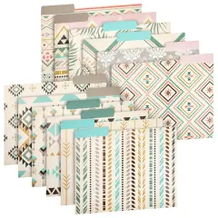 12 Pack Boho-Themed Decorative File Folders, 1/3 Cut Tab, Cute Office Supplies for Women (9.5 x 11.5 in) Multicolor