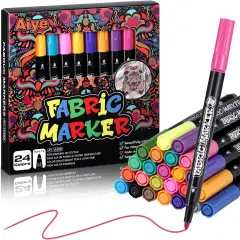 24 Fabric Markers Pens Set, Textile Marker Washable, Non Toxic Fabric Paint Pens, Permanent Marker for Clothes, Fine Point Textile Marker Pen, Craft Paint Pens Art Markers