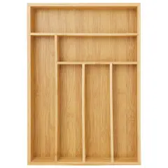 Bamboo Silverware Drawer Organizer with 6 Slots, Wooden Cutlery Tray Holder for Kitchen, Flatware, Utensils, 14.5 x 10.25 x 1.75 In Brown