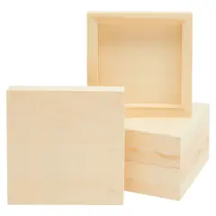 6 Pack Unfinished Wood Canvas Boards for Painting, 6x6 Square Wooden Panels for Crafts Brown