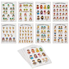 Sign Language Posters for Kids, Teacher Classroom Supplies (13 x 17 In, 8 Pack) Multicolor