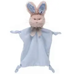 Bearington Baby Wee Waggles, 8 x 7 Inch Small Bunny Tail Stuffed Animal Baby Boy Lovey, Baby Security Blanket Blue