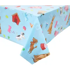 3 Pack Puppy Dog Themed Party Tablecloth (54 x 108 in, Rectangle) Blue