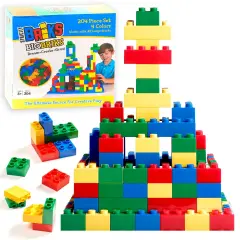 Strictly Briks Toy Large Building Blocks For Kids and Toddlers, Big Bricks Set For Ages 3-14, 100% Compatible with All Major Brands, Blue, Green, Red, and Yellow, 204 Pieces Multicolor