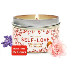 Magnificent 101 Long Lasting Self-Love Aromatherapy Tin Candle | 6 Oz - 35 Hour Burn | All Natural Soy Wax with Sage Rose Lavender Scented for Appreciation for Oneself, Purification, Manifestation Multicolor