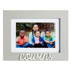 4x6 and 5x7 Cousins Picture Frame, Cousins Word Attachment, White Beveled Mat (9x0.5x7.1 In, Gray) Grey