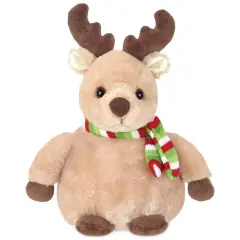 Bearington Big Bucky Reindeer Stuffed Animal, 11.5 Inch Christmas Plush Gifts for Kids, For Ages 3-14 Brown
