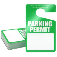 50 Pack Green Parking Permit Hang Tags, Temporary Hanging Passes Blank Plastic Placards for Car Rear View Mirror, Bulk (3.15 x 4.75 inches)