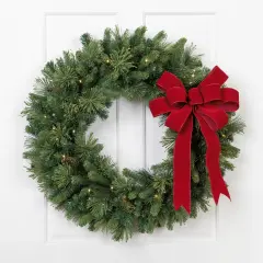 Northlight Pre-Lit Battery Operated Mossy Cashmere Pine Artificial Christmas Wreath - 32" - Clear Led Lights Green