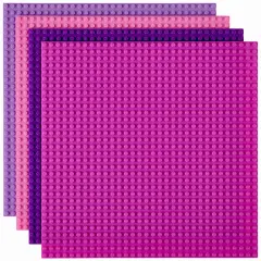 Strictly Briks 4 Pack Baseplates 10x10 Inches, Stackable Building Plates with 32 x 32 Studs, Mats, Bases, Boards, Sheets 100% Compatible with All Major Brands, Girl Colors, Ages 3-14 Pink