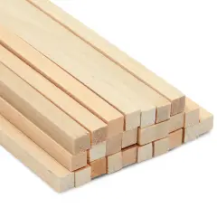 25 Pack Square Wooden Dowels for Crafting, Unfinished Hardwood Sticks for DIY Supplies (1/4 x 12 Inch) Brown