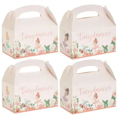 24-Pack Ballet Tiny Dancer-Themed Gable Party Favor Boxes for Ballerina Party Decorations, Built-In Handles with Pre-Scored Tabs for Easy Assembly (Pink, 6x3x4 in)