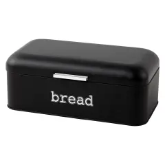 Stainless Steel Bread Box for Kitchen Countertop, Large Black Bin for 2 Loaves, English Muffins, Baked Goods Storage Containers (16.75x9x6.5 In)