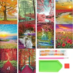 10 Pack Diamond Painting Kits, Landscape Beach Diamond Art Painting for Adults Beginners, DIY Landscape Painting Diamond Art Full Round Diamond Crafts Wall Decor 12 x 16 inches
