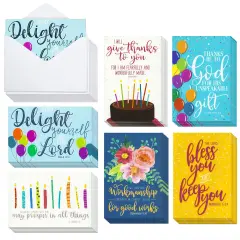 48 Pack Religious Christian Birthday Cards Bulk Set with Envelopes, Bible Verse Design (4 x 6 In)