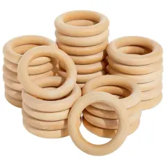 Wooden Rings for Crafts, Macrame, Crochet, Jewelry Making, Natural Unfinished 3 Inch Wood Rings (75mm, 30 Pack) Brown