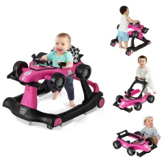Costway 4-in-1 Baby Walker Foldable Activity Push Walker Adjustable Yellow/Blue/Red/Black/White/Deep Pink/Purple