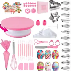 Cake Decorating Supplies Kit Tools 255pcs, Cake Decorating Set with Cake Turntable, 12 Numbered Icing Piping Tips, Cookie Cutters, Icing Smoother & Other Accessories for Cake Decoration (255 PCS)