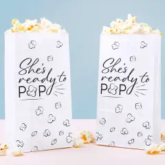 Big Dot of Happiness Ready to Pop Popcorn Bags, Baby Shower Party Favor Snack Treats, Free-Standing Individual White Paper Bags - 25 Count