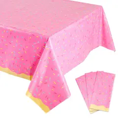 Donuts Birthday Party Table Covers (Pink, 54 x 108 in, 3 Pack)