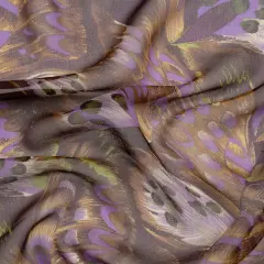 1 Yard Brown, Purple and Lime Butterfly Wings Silk Chiffon Lightweight Fashion Textile 54 inch Width