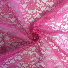 1 Yard Fuchsia Raschel Lace Fabric 100% Polyester French Floral, 60" Wide for Dresses & Decor