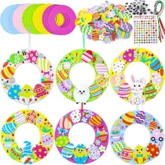 286 Pcs Easter Foam Wreath Craft Kit DIY Wreath Signs Decorations 24 Sets Craft Kit