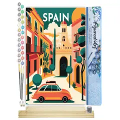 Figured'Art Paint by Number for Adults Travel Poster Seville 16"x20" - Craft Art Painting Rolled Canvas with DIY Wooden Frame