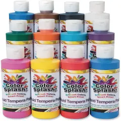 S&S Worldwide Color Splash! Liquid Tempera Bulk Paint, Set of 12 in 11 Bright Colors, 8-oz Flip-Top Bottles, Great for Arts & Crafts, School, Classroom, Poster Paint
