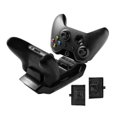 Insten Xbox One Controller Charging Station Stand with 2 Rechargeable Battery Pack Charger Dock and USB Cable for Xbox One / Xbox One S / One Elite / Xbox One X Black