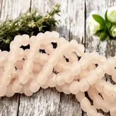 11-12mm Matte Rosaline Pink African Recycled Glass Beads (21" Strand)