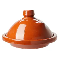 Moroccan Tagine Clay Cooking Pot with Lid for Meat, Stew, Casserole (11.8 in) Brown