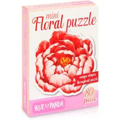 80 Pieces Mini Floral Jigsaw Puzzles for Adults, Pink Flowers Puzzle for Valentine's Day Gift, 8.4 x 8.6 in Red