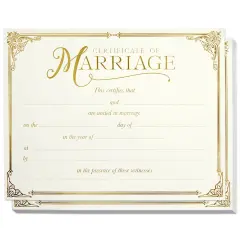 48 Pack Marriage Certificates with Gold Foil Edges for Wedding Ceremony, Official Newly Weds, Expecting Marriage Proposals, Blank Wedding Certificate (11 x 8.5 Inches)