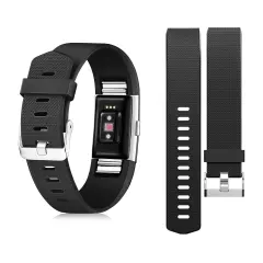 Zodaca Replacement Band for Fitbit Charge 2 Adjustable Sport Band Strap Accessories Wristband with Fasteners and Metal Clasps - Black