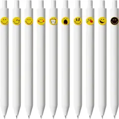 Cute Gel Pens, 10 Pieces Set Black Ink 0.5 mm Fine Point, Retractable Quick Drying Aesthetic Cute Pens (10 Style Set)