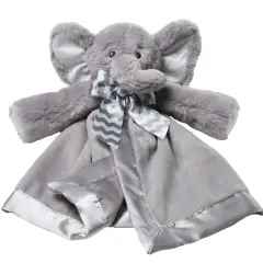 Bearington Baby Lil' Spout Snuggler, 15 Inch Gray Elephant Plush Stuffed Animal Security Blanket Lovey for Babies, For Ages 0-3 Grey